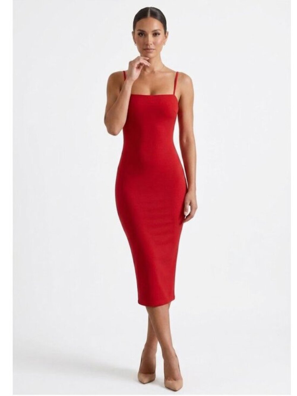 Lulus Spaghetti Strap Fitted Cocktail Dress, Crimson Red, Womens Size Small